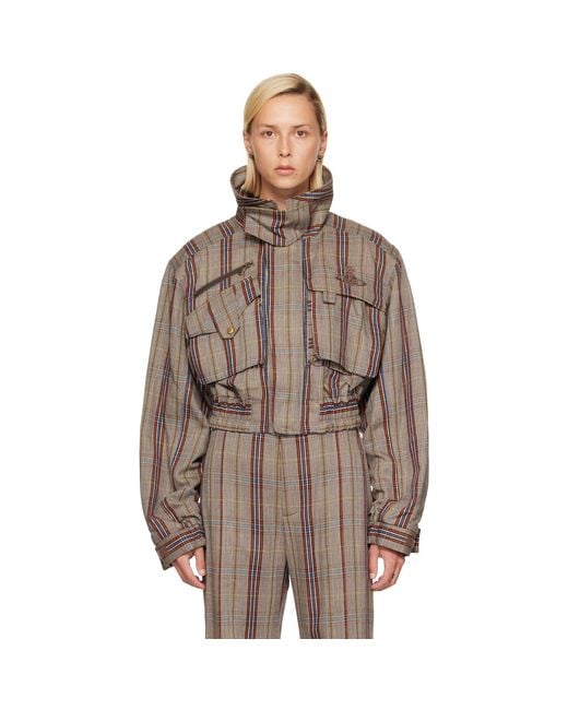 Vivienne Westwood Brown Taupe Memphis Cropped Bomber Jacket