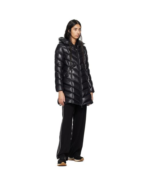 Moncler Black Fulmarus Shearling-Trimmed Down Coat