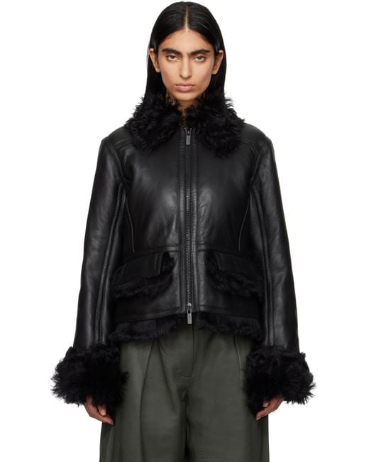 REMAIN Birger Christensen Black Short Shearling Jacket