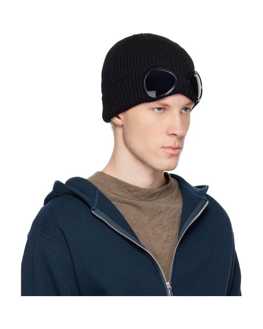 C P Company Blue Cotton goggle Beanie for men