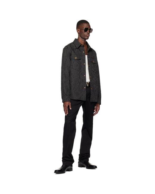 Versace Black Cotton-Gabardine Chino Trousers for men