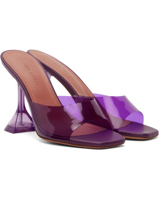AMINA MUADDI Black Purple Lupita Glass Slipper Heeled Sandals