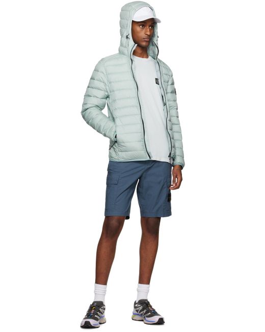 メンズ Stone Island ブルー Loom Woven Chambers ダウンジャケット Gray