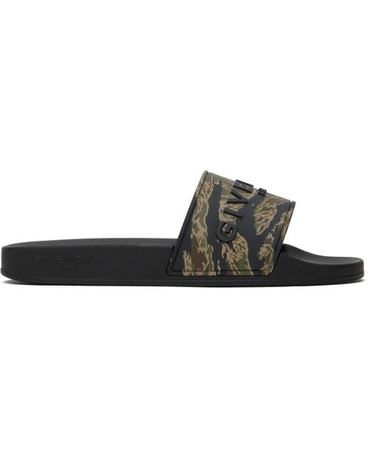 Givenchy Black Slide Flat Pool Slides for men