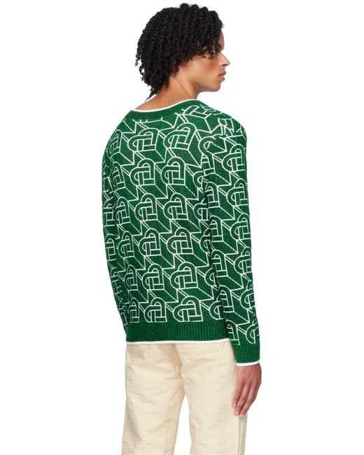 Casablancabrand Green Heart Monogram Sweater for men