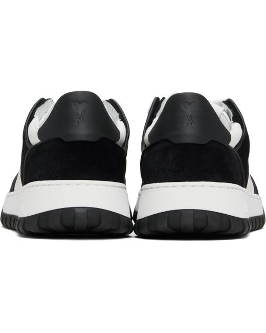 メンズ AMI ホワイト＆ブラック Walk レザー ローカットスニーカー Black