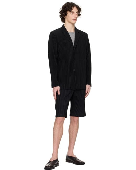 Homme Plissé Issey Miyake Black Tailored Pleats Blazer for men