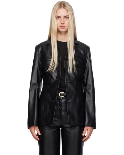 Totême  Black Hourglass Leather Jacket