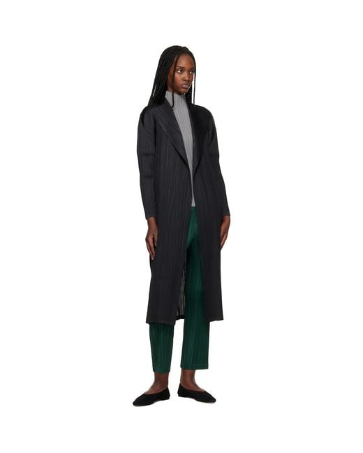 Pleats Please Issey Miyake Black Facade Coat