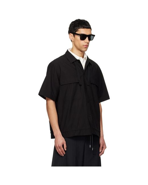 Sacai Black Cotton Typewriter Shirt for men