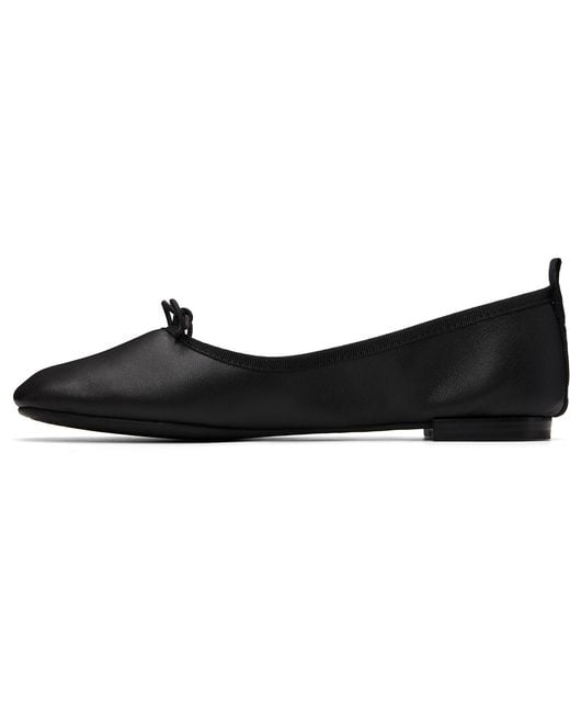 Repetto Black Garance Square-Toe Rubber-Sole Ballerina Flats