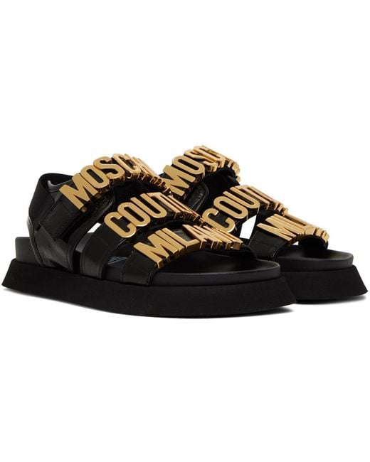Moschino Calfskin Couture Milano Sandals in Black | Lyst
