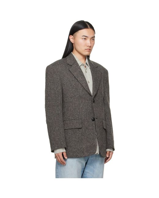 MM6 by Maison Margiela Gray Wool Tweed Blazer for men