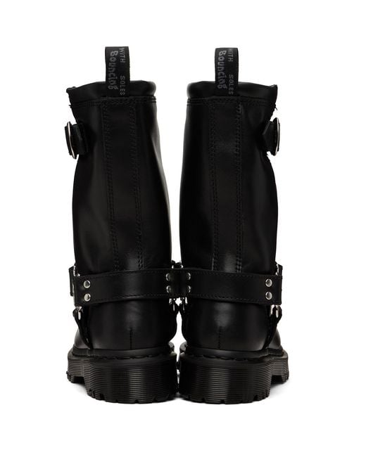 Dr. Martens Black Anistone Hi Leather Biker Boots