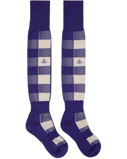 Chaussettes hauteur genou mauve et blanc cassé Vivienne Westwood en coloris Blue