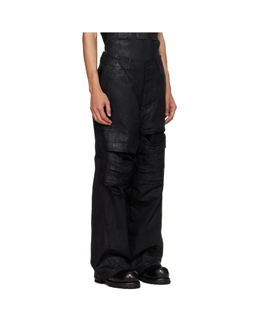 Julius Black Coated Destroy Baggy Jeans for men