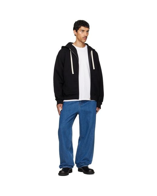 Jil Sander Black Zip Hoodie for men