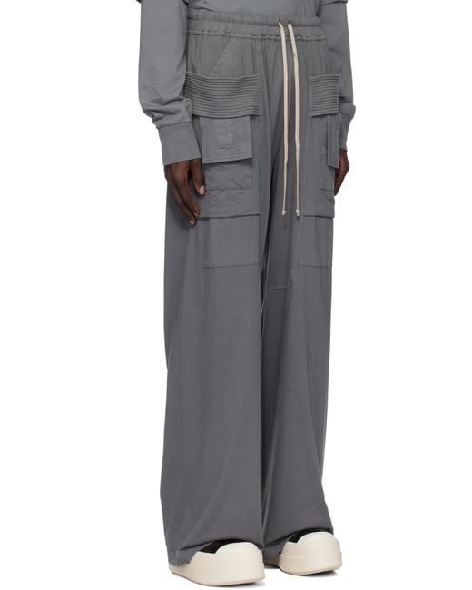 Rick Owens Gray Porterville Creatch Wide Drawstring Cargo Pants for men