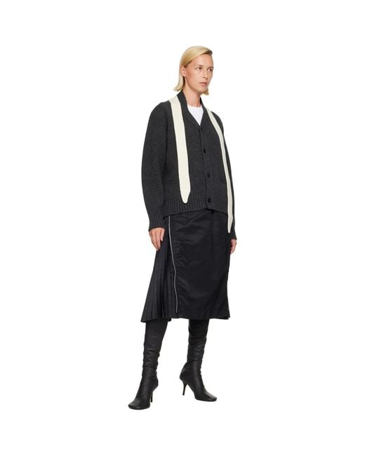 Sacai Black Wool Knit Cardigan