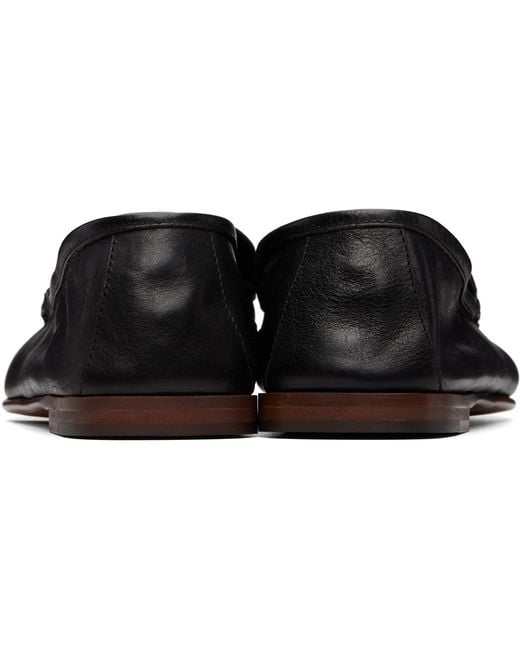 Versace Black Guanto Leather Loafers for men