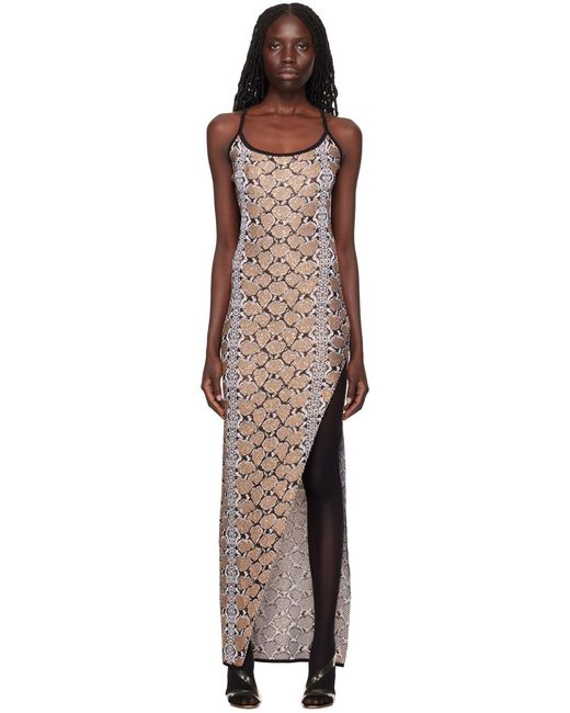 Robe longue dorée à motif peau de serpent Balmain en coloris Black