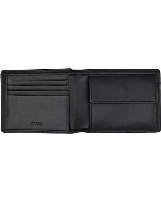 Boss Black Emed Logo Trifold Leather Wallet for men