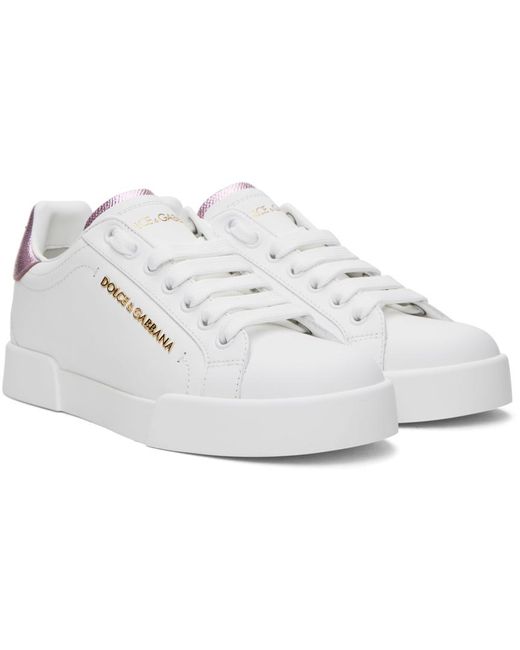 Dolce & Gabbana Black Nappa Calfskin Portofino Lettering Sneakers