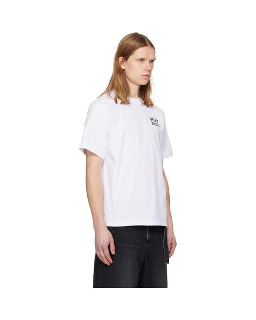 Sacai White 'Geoff Embroidery T-Shirt for men