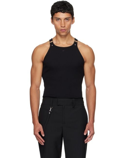 Courreges Black Buckle 90's Rib Tank Top for men
