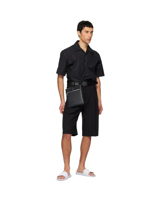Boss Black Leather Shoulder Bag for men