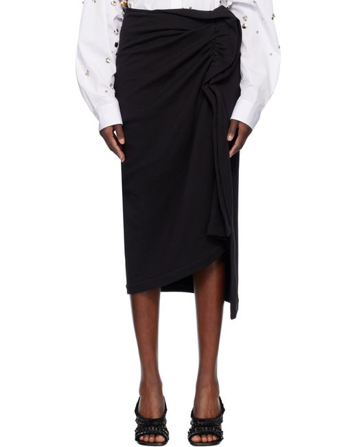 Dries Van Noten ブラック フレンチテリー ミディアムスカート Black