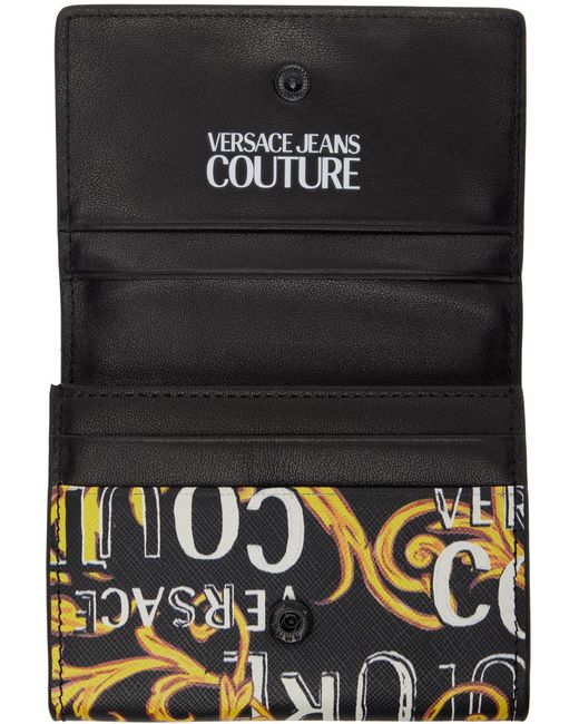 Versace Metallic Black Logo Couture Wallet for men
