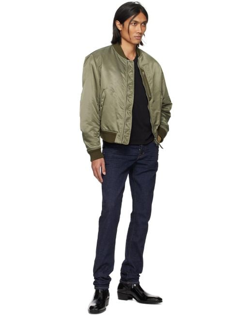 Tom Ford Green Leather-trimmed Shell Bomber Jacket for men