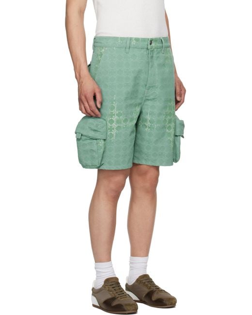 Amiri Green Ma Quad Bleached Cargo Shorts for men