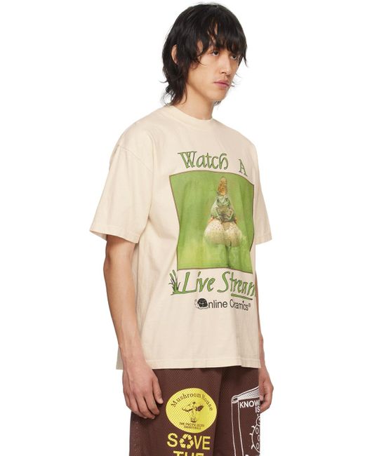 ONLINE CERAMICS Green 'watch A Live Stream' T-shirt for men
