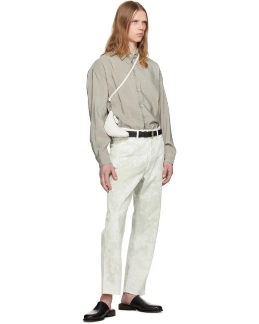 Jean vert à cinq poches et à coutures extérieures incurvées Lemaire pour homme en coloris White