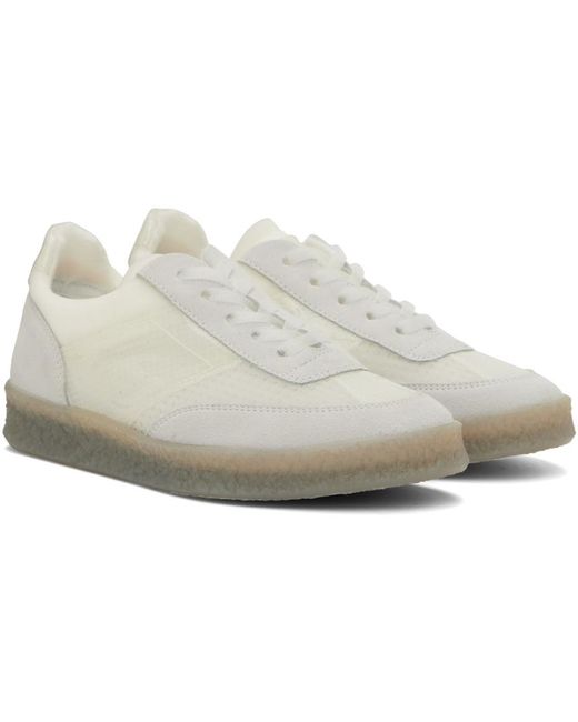 MM6 by Maison Martin Margiela White Suede-panelling Mesh Sneakers