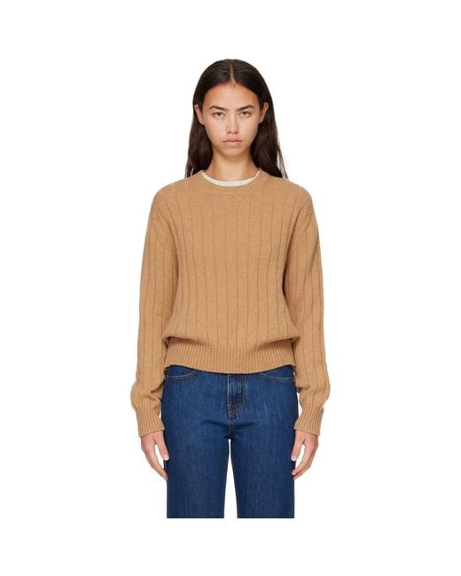 &Daughter Blue Tan Rooney Rib Crewneck Sweater