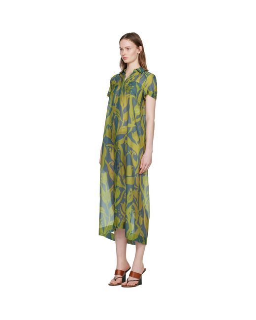 Dries Van Noten Green Long Shirt Maxi Dress