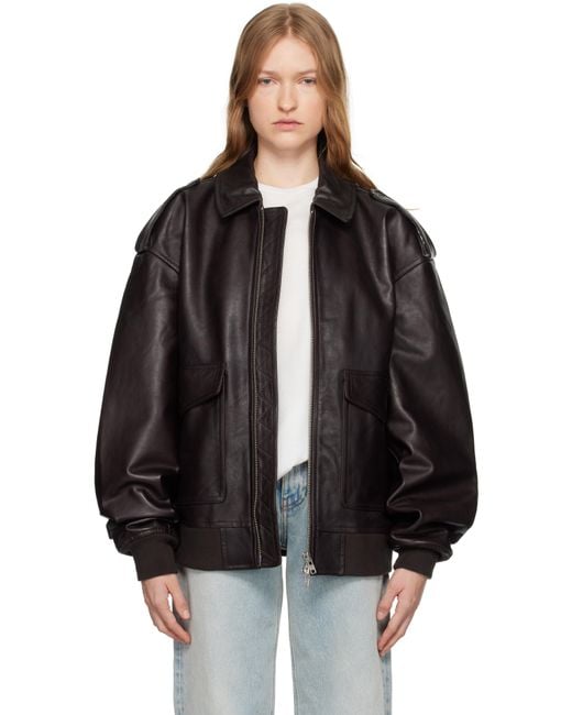 Frankie Shop Black Viper Leather Jacket