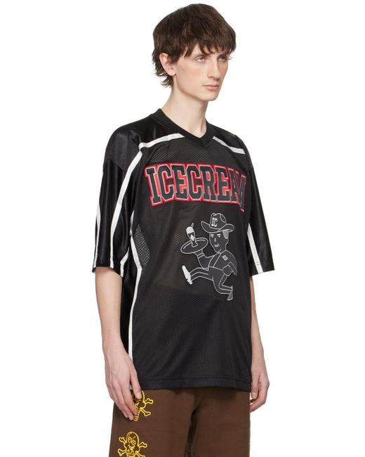 T-shirt de football noir en filet de style maillot ICECREAM pour homme en coloris Black