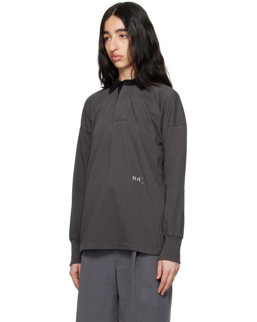 Maison Margiela グレー ロゴプリント ポロシャツ Black