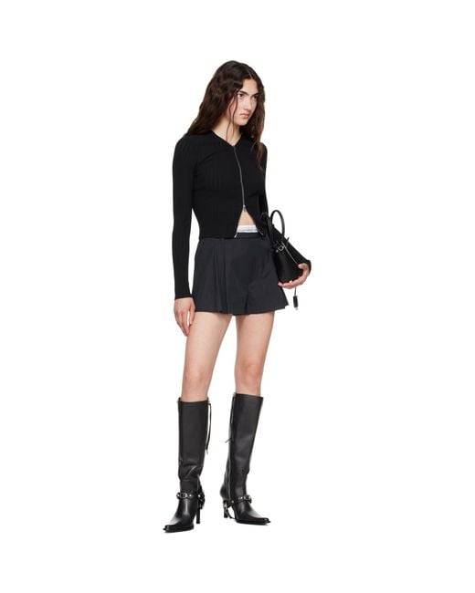 Alexander Wang Black V-Neck Pointelle Cardigan