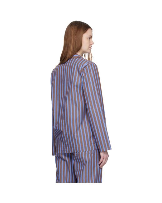 Tekla Purple Poplin Long-Sleeved Pyjama Shirt