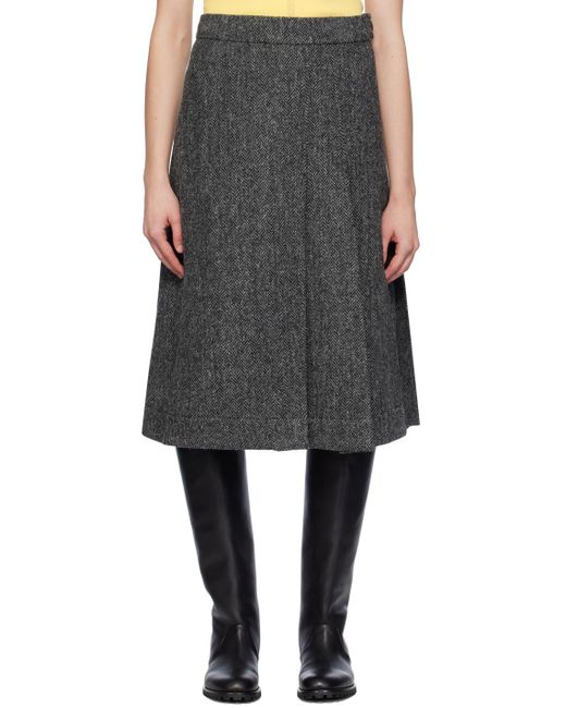Saks Potts Black Gray Nicoline Midi Skirt