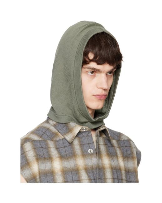 Rick Owens Green Hollywood Cashmere Hood for men