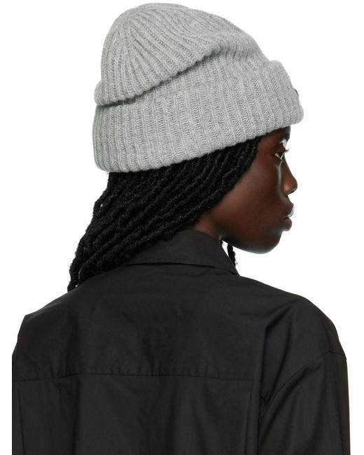 Ganni Black Gray Patch Beanie