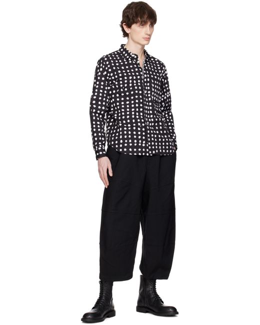メンズ COMME DES GARÇON BLACK ブラック＆ホワイト コットンブロード シャツ Black
