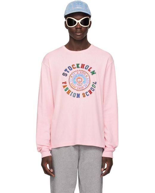 Acne Pink Printed Long Sleeve T-shirt for men