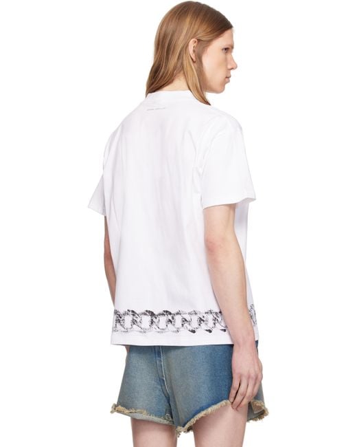 Random Identities White Chain Belt Print Short Sleeve T-Shirt for men